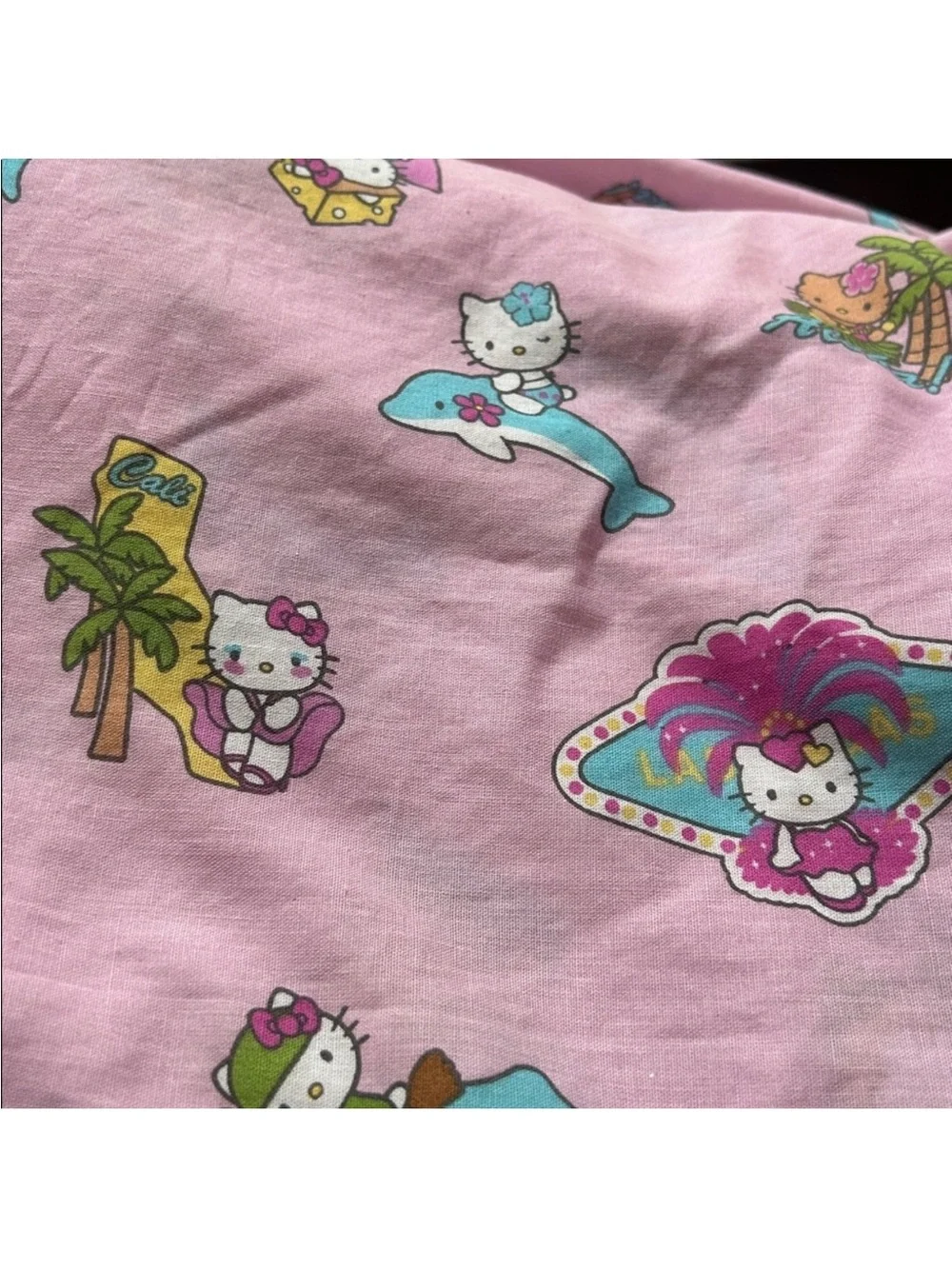 Sanrio Hello Kitty Rare 2008 US States flat sheet 94” x 65”